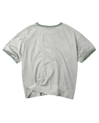 Vale Forever Camp Ringer Tee green, back view showing the blank body and green ringer trim