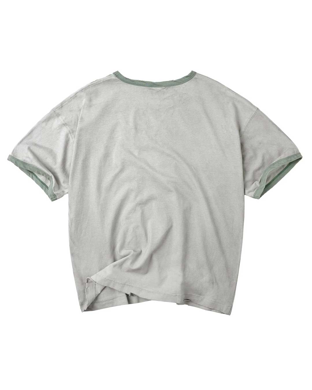 Vale Forever Camp Ringer Tee green, back view showing the blank body and green ringer trim