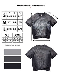Vale Forever Castle Tee black, size chart with measurements