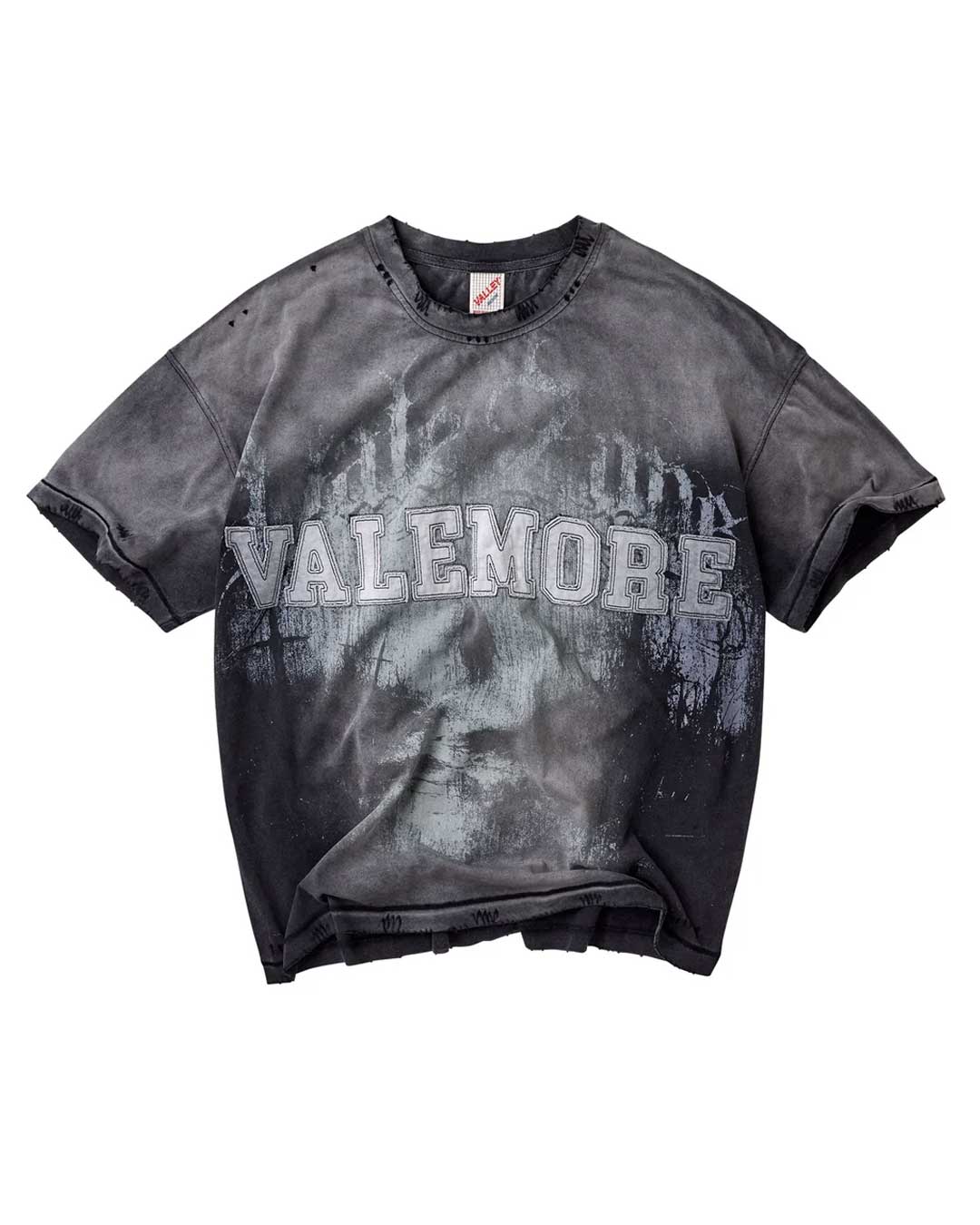 Vale Forever Castle Tee black, washed tee with faded Valemore castle graphic, front view