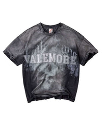 Vale Forever Castle Tee black, washed tee with faded Valemore castle graphic, front view