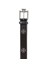 Vale Forever Cemetery Belt black, close-up of the buckle and cross conchos
