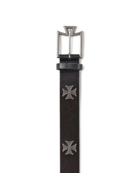 Vale Forever Cemetery Belt black, close-up of the buckle and cross conchos