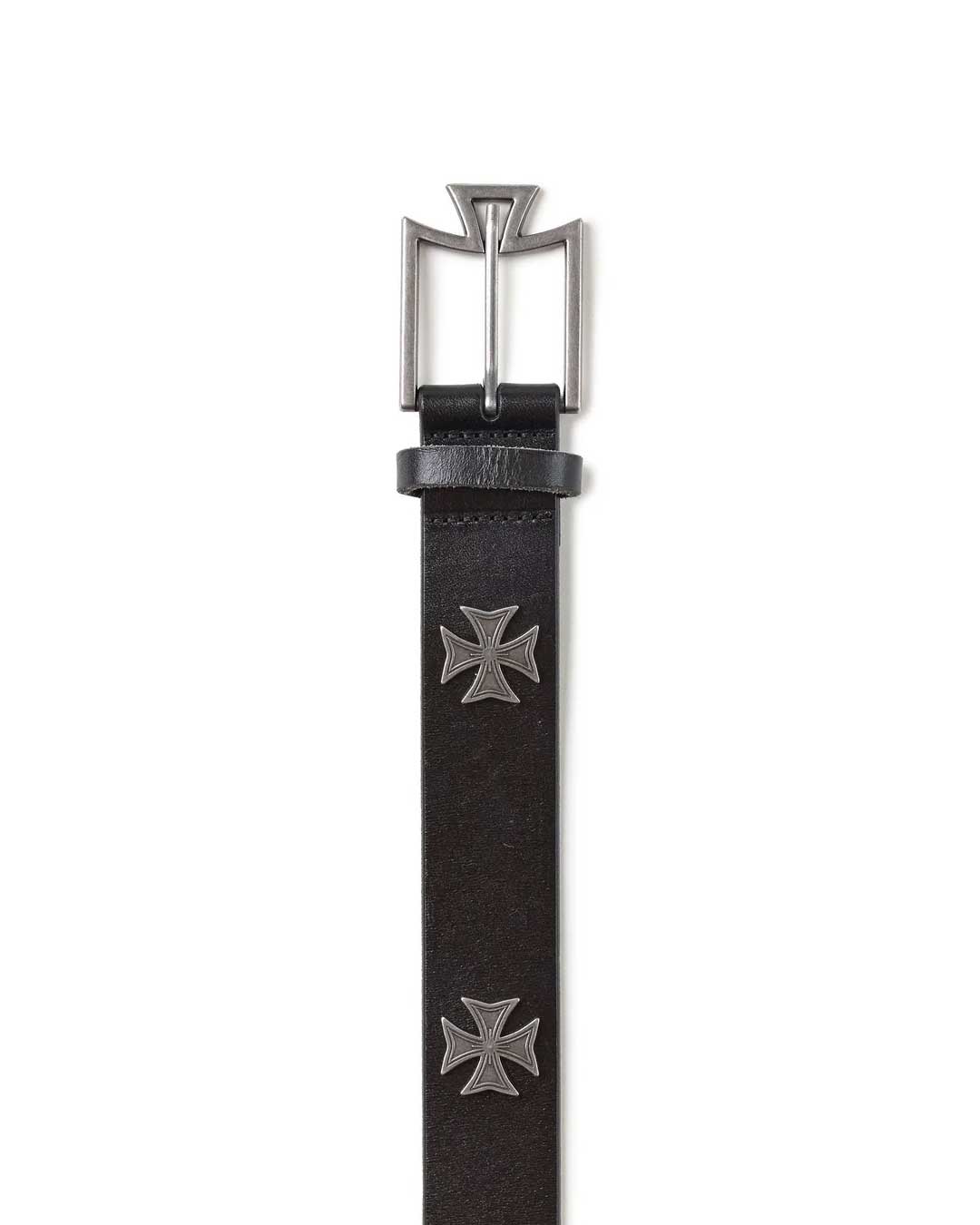 Vale Forever Cemetery Belt black, close-up of the buckle and cross conchos