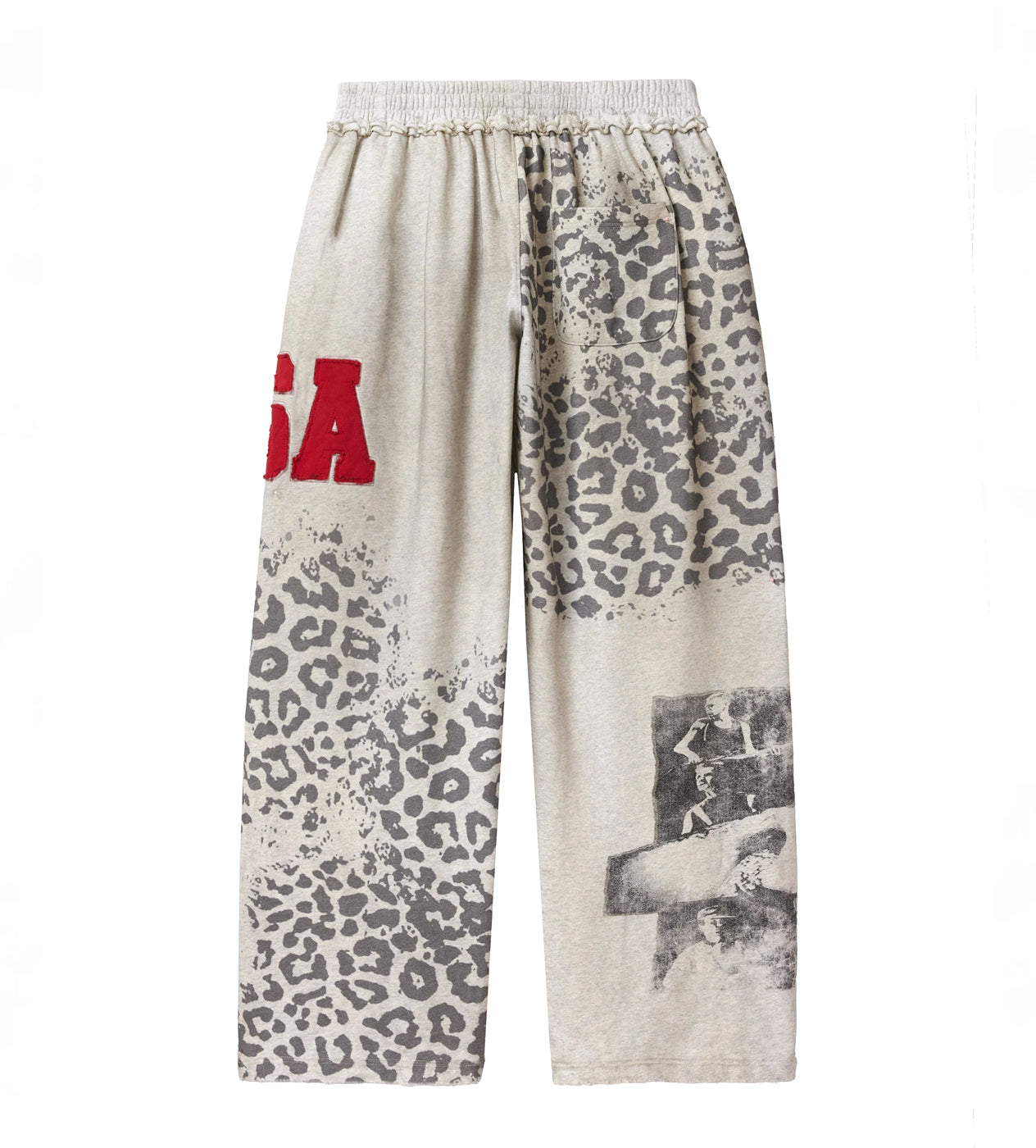 Vale Forever Cheetah Sweatpants cream, leopard print with faded photo-print graphic, back view