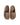 Vale Forever Chocolate Clogs brown, pair of brown suede clogs with a tribal flame print, top-down view