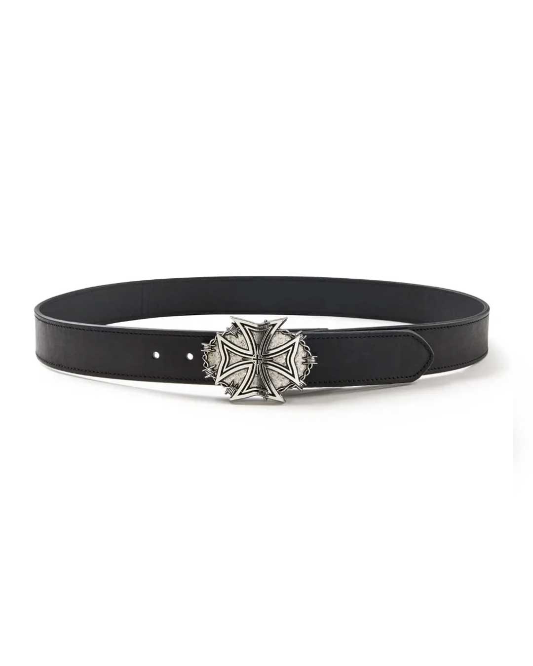 Vale Forever Croxxx Belt black, leather belt with an oversized silver cross plaque buckle