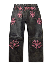 Vale Forever Croxxx Leather Pants Bubblegum Black/Pink