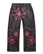 Vale Forever Croxxx Leather Pants Bubblegum Black/Pink