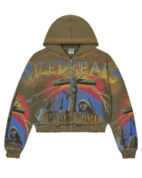 Vale Forever Damned Big Zip Up Hoodie Green – Restock AR
