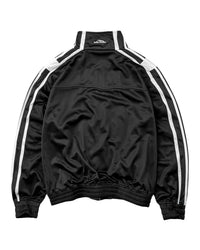 Vale Forever Dr Doom Track Suit Top black, plain back with white piping down the sleeves, back view