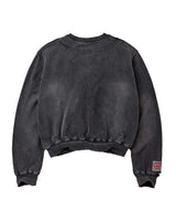 Vale Forever Excuse Me Crewneck black, plain washed black back with red woven cuff tag, back view