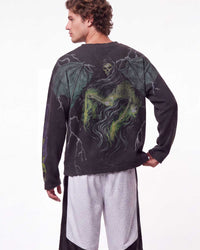 Vale Forever F**k You Thermal black, upper body rear view on model showing the winged reaper graphic