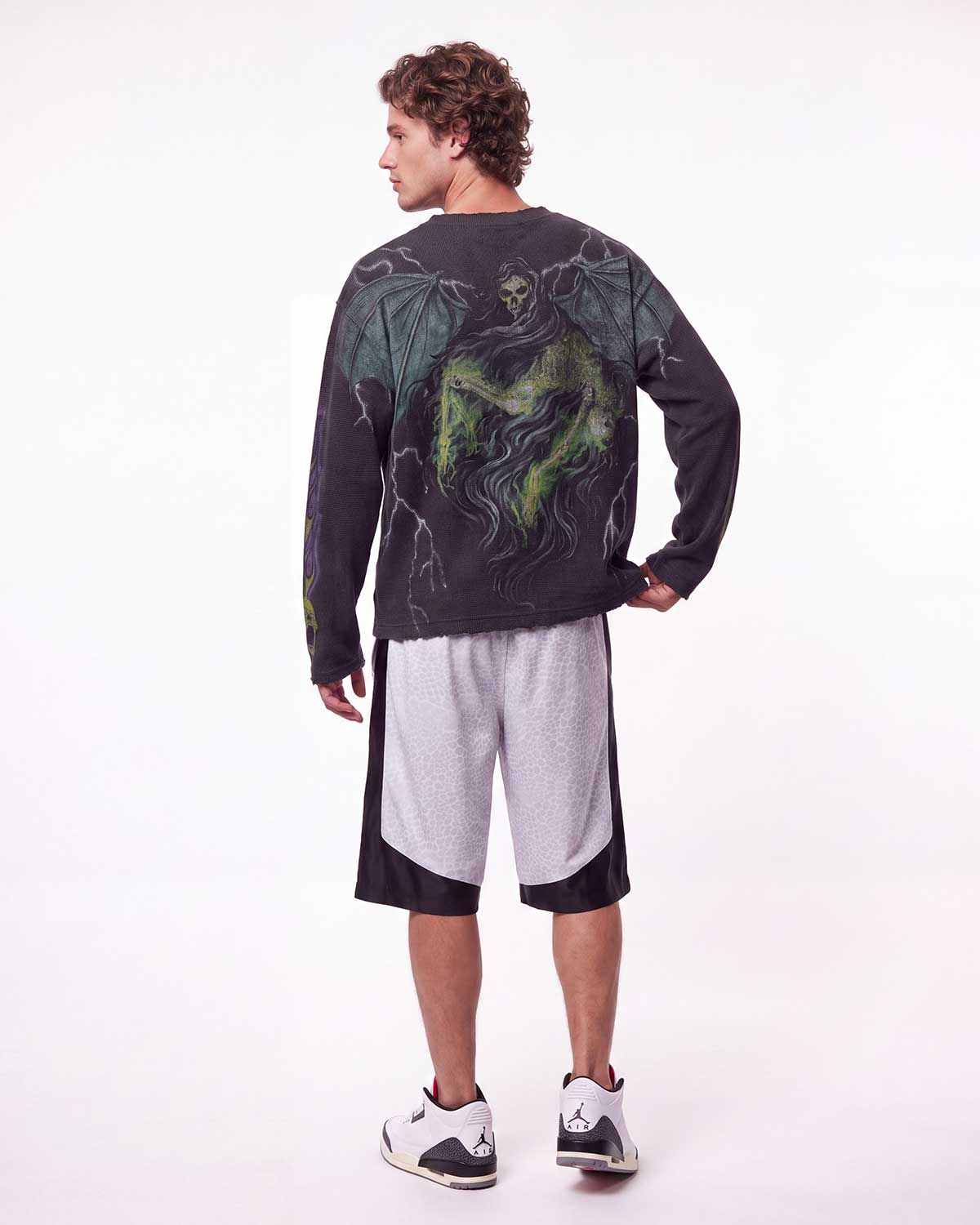Vale Forever F**k You Thermal black, full rear view on model showing the winged reaper back graphic