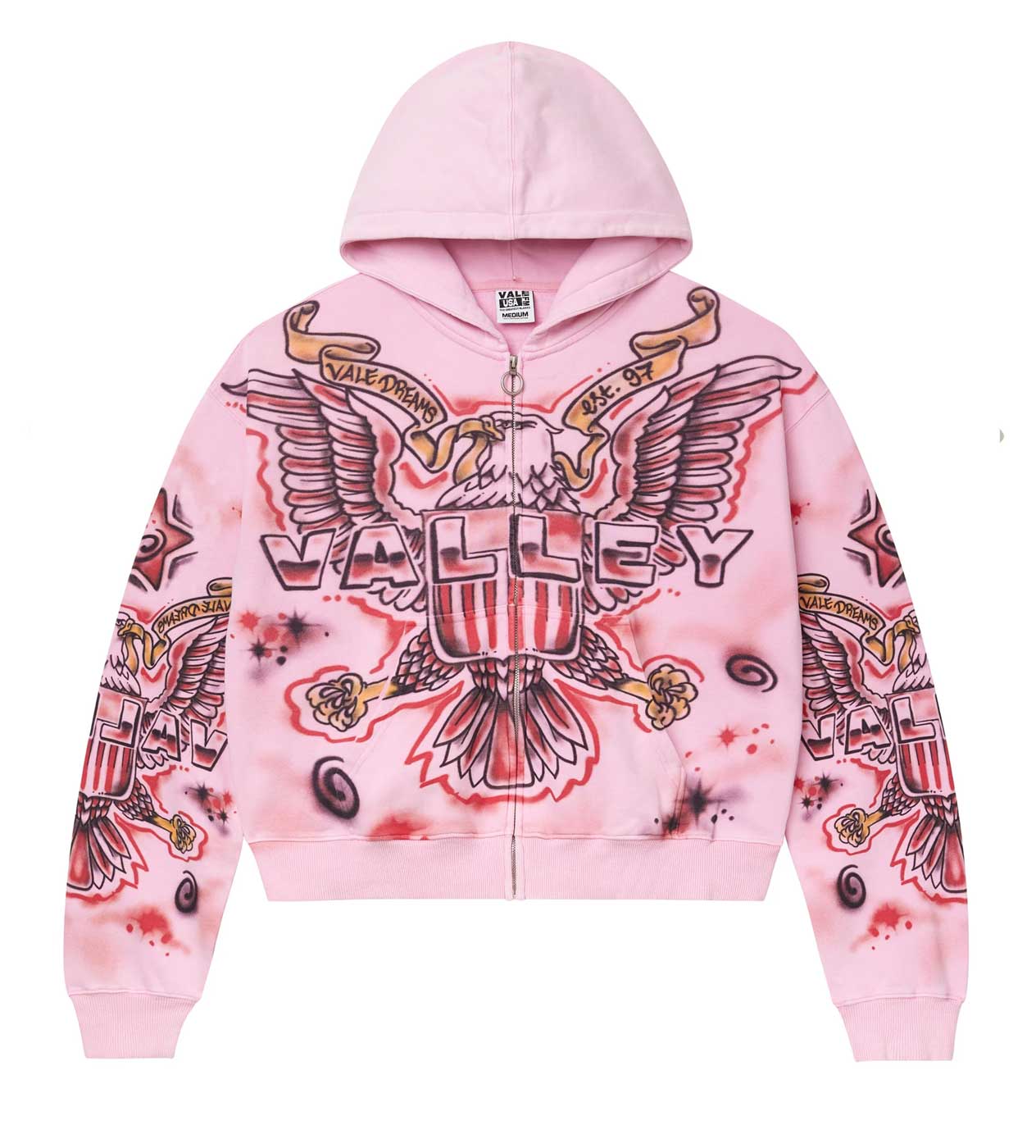Vale Forever Flag Zip Up Hoodie Pink