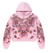 Vale Forever Flag Zip Up Hoodie Pink