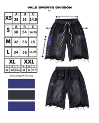 Vale Forever Football Kountry Swort black, size chart with measurements in inches