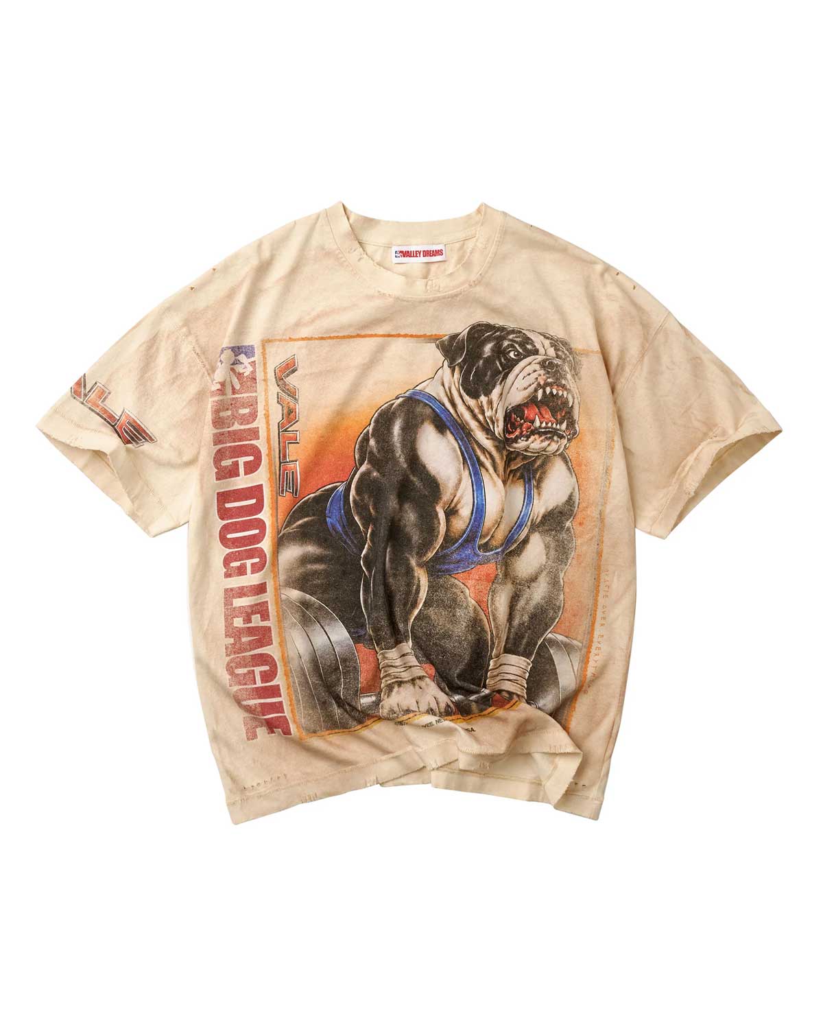 Vale Forever Heavyweight Tee cream, washed heavyweight tee with horned-figure graphic, front view