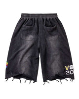Vale Forever Ice Cream Sworts black, back view with patch pockets, a rainbow flag tab and VS 2000 embroidery