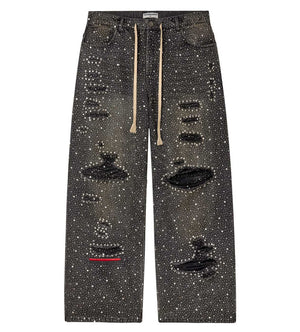 Vale Forever Iced Out Denim Pants Black