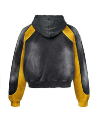 Vale Forever Khalifa Zip Up Black, back view of the distressed hooded zip-up