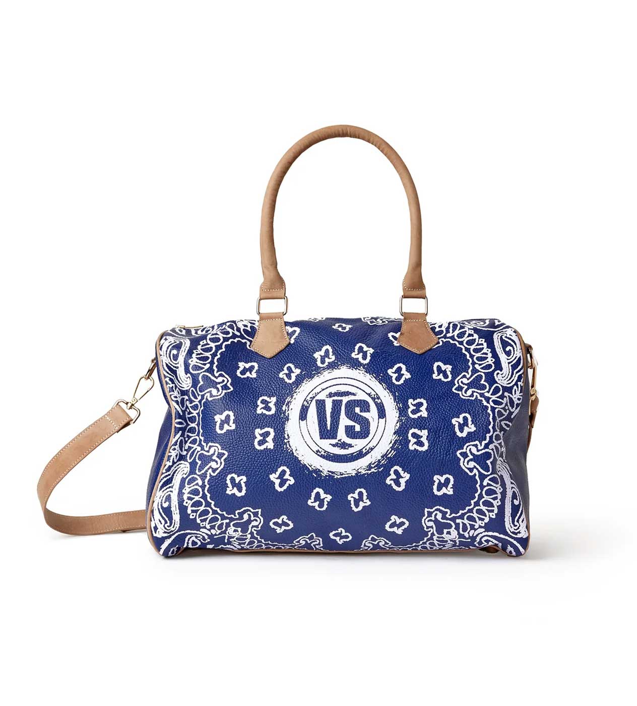 Vale Forever Leather Duffle Bag Navy