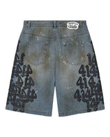 Vale Forever Lucky Charms Jorts blue/black, back view with a Property of Vale waistband patch