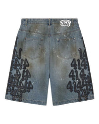Vale Forever Lucky Charms Jorts blue/black, back view with a Property of Vale waistband patch