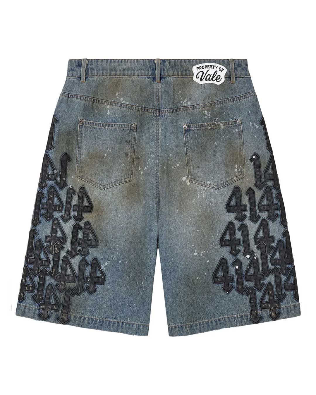 Vale Forever Lucky Charms Jorts blue/black, back view with a Property of Vale waistband patch