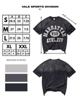 Vale Forever Manhattan Thrashed Tee black, Vale Sports Division size chart in inches