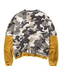 Vale Forever Manhattan VSU L/S Tee camo, plain grey camo back with mustard contrast sleeves, back view