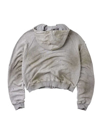 Vale Forever Manhattan Zip Up grey, plain distressed grey back with hood, back view
