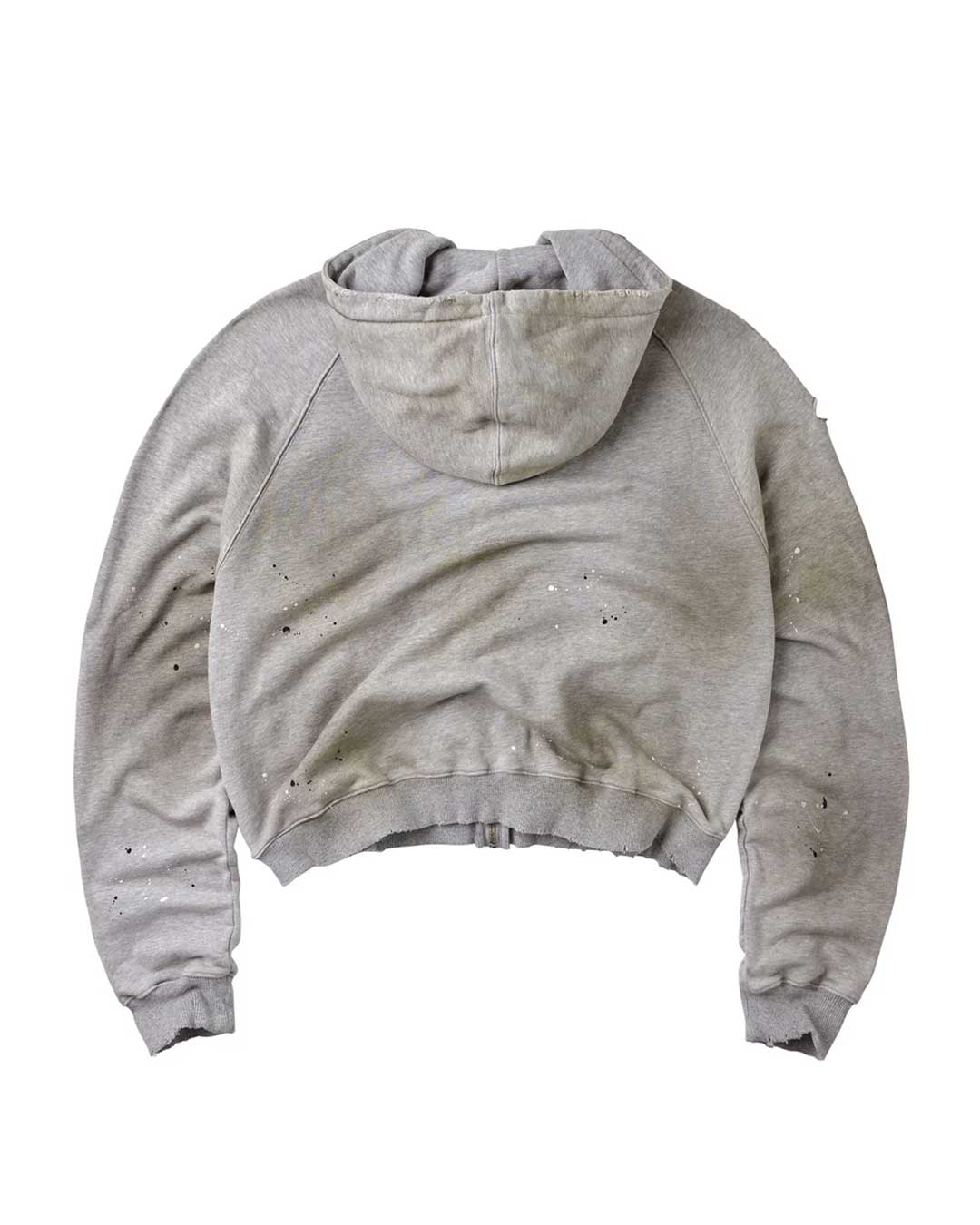 Vale Forever Manhattan Zip Up grey, plain distressed grey back with hood, back view