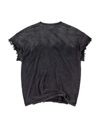 Vale Forever No Drugs Tank black, plain back with raw-cut sleeves, back view