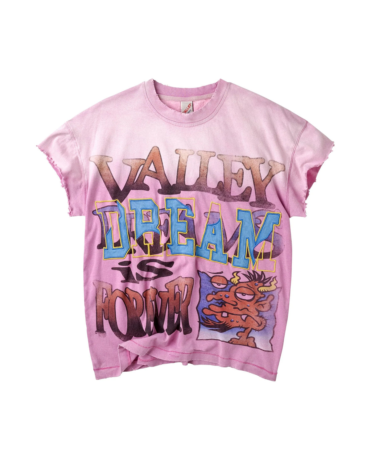 Vale Forever Osmosis Tank pink, dip-dyed tank with airbrushed Valley Dream graffiti graphic, front view