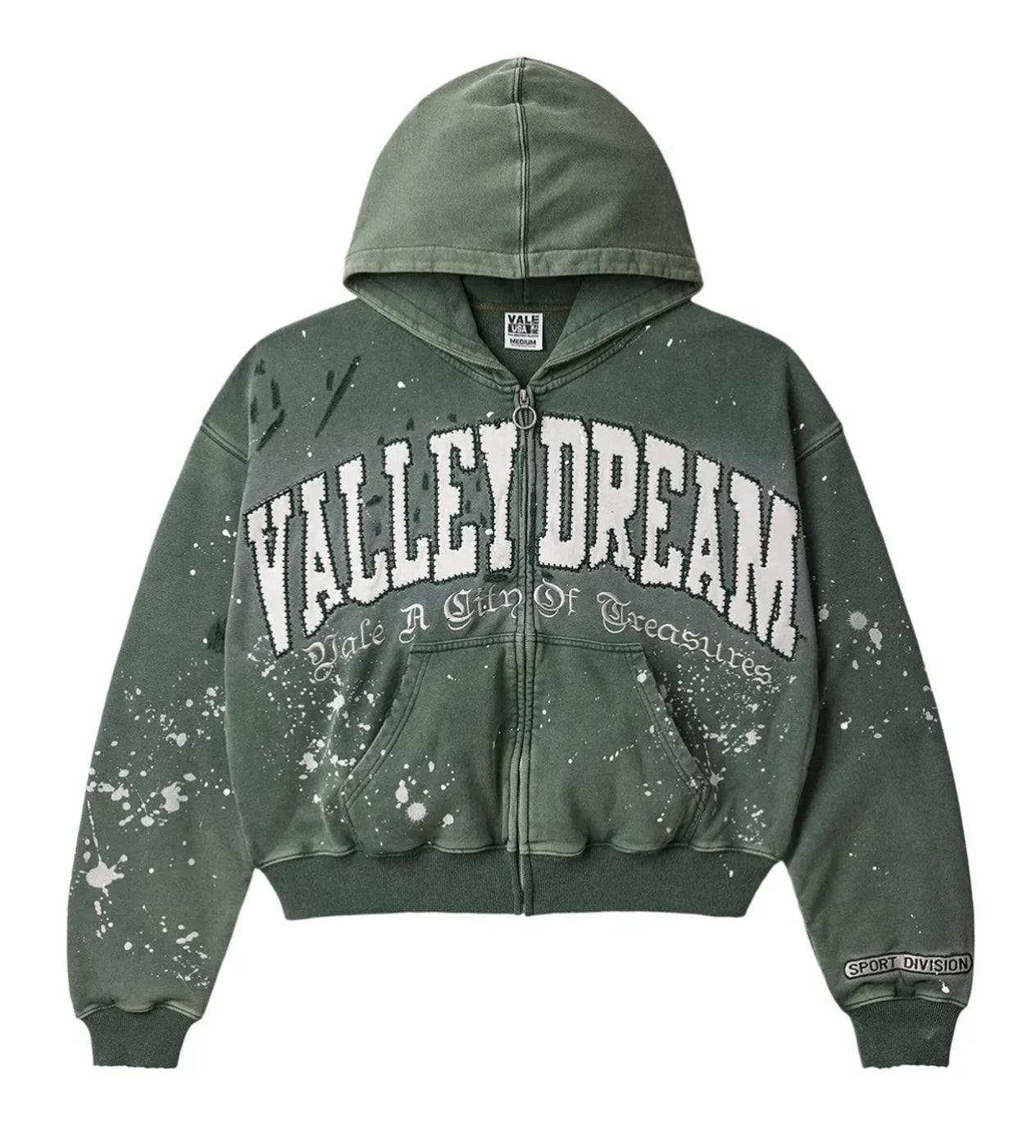 Vale Forever Paint Zip Up Hoodie Green