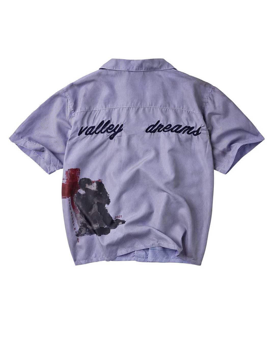 Vale Forever Paris Night Short Sleeve blue, back view with valley dreams script