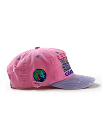 Vale Forever Piggy Bank Cap pink, side view of the distressed pink crown