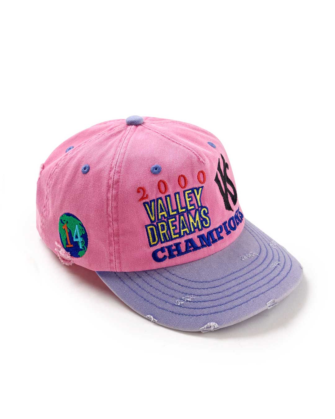 Vale Forever Piggy Bank Cap pink, angled top view of the crown and brim