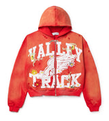 Vale Forever Red Garden Zip Up Hoodie front view