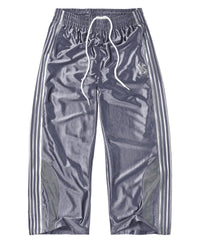 Vale Forever Sliver Surfer Swish Pants silver grey, satin track pants with triple white side stripes and drawstring waist, front view