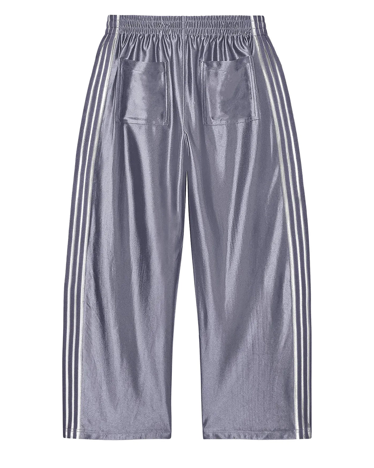 Vale Forever Sliver Surfer Swish Pants silver grey, back view showing the rear pockets and triple white side stripes