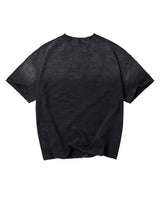 Vale Forever Smiley Face Tee black, plain washed black back with raw-cut hem, back view