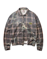 Vale Forever Soldier Overshirt Flannel green, plaid overshirt with camo overdye and chest patch, front view