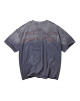 Vale Forever Solo Tee grey, faded red Sweet Dreams are made of this script across the back, back view