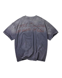 Vale Forever Solo Tee grey, faded red Sweet Dreams are made of this script across the back, back view