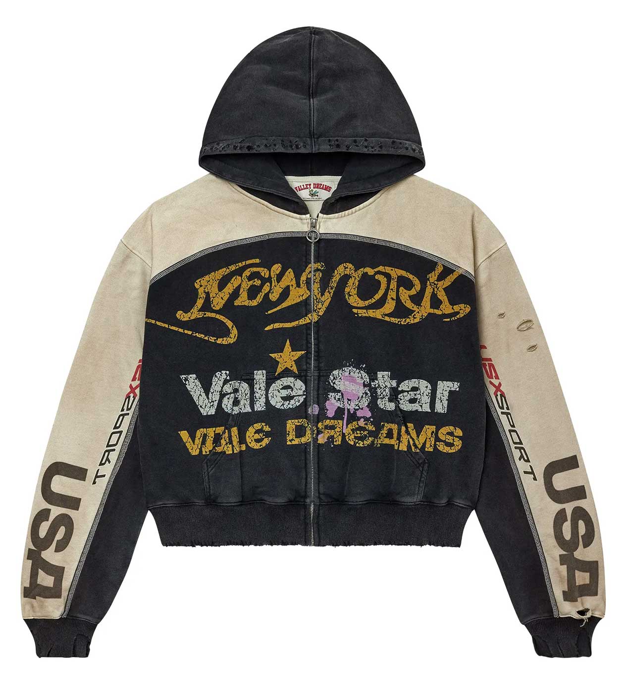 Vale Forever Star Zip Up Hoodie Black