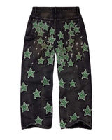 Vale Forever Starfall Denim Pants black, back view with star patches across the seat and legs