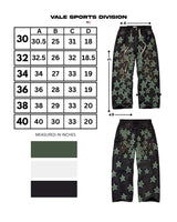Vale Forever Starfall Denim Pants size chart, waist 30 to 40 measured in inches