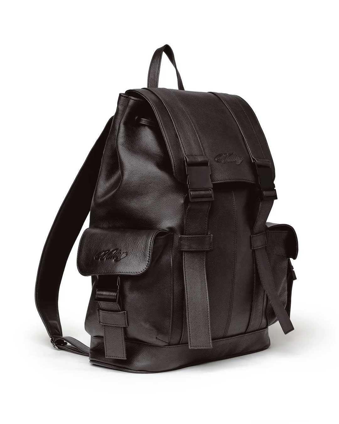 Vale Forever Tactician Backpack chocolate, three-quarter side view showing the depth and shoulder strap